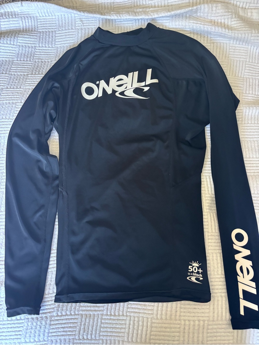 O'Neill Women’s Black Long-Sleeve Rash Guard with White Logo